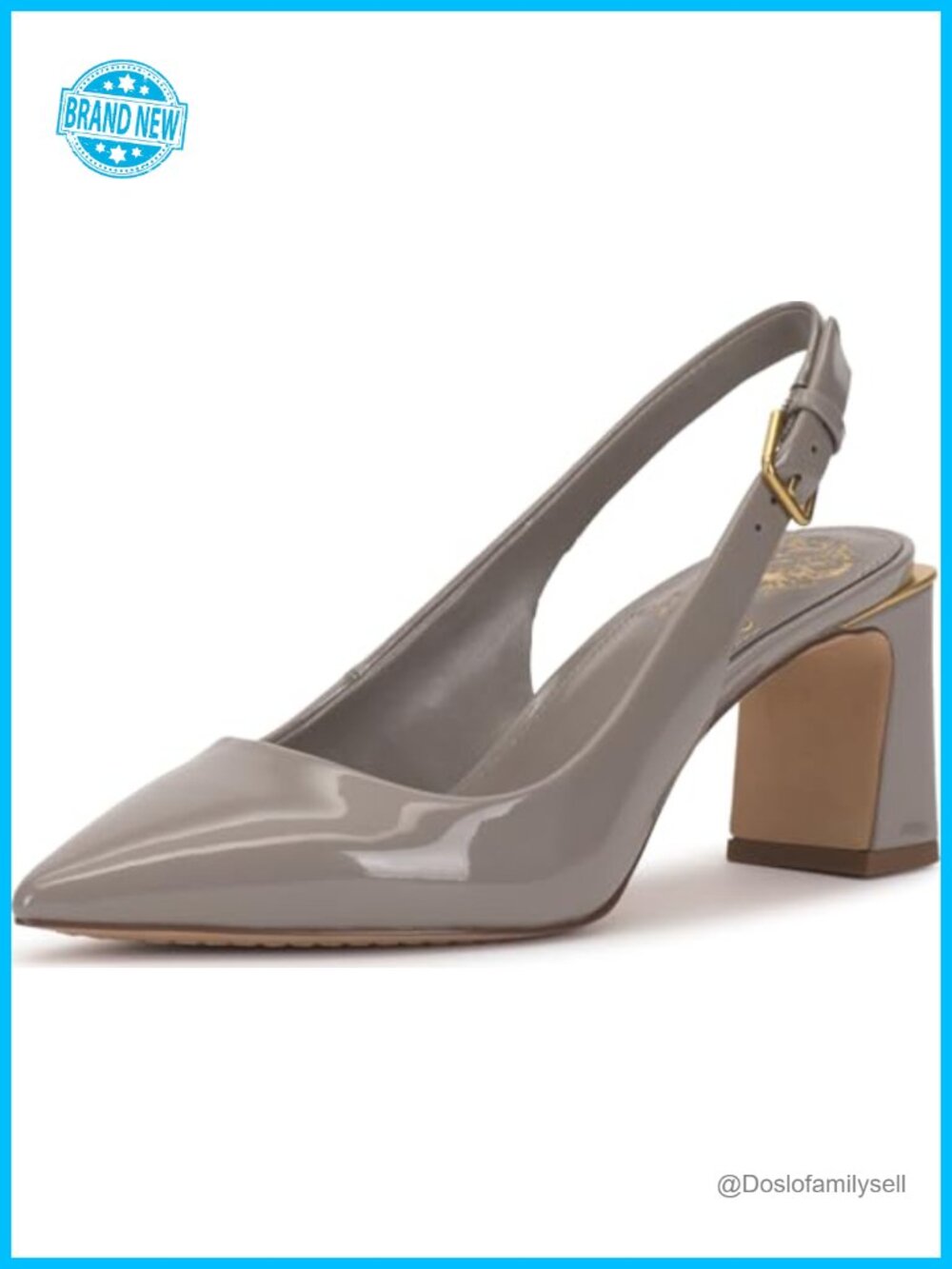 Pointed Toe Slingback Pump Block Heel Faux Leather Dress Shoe